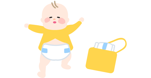 オムツ替え交換台をご利用ください。オムツ等ゴミのお持ち帰りにご協力ください。